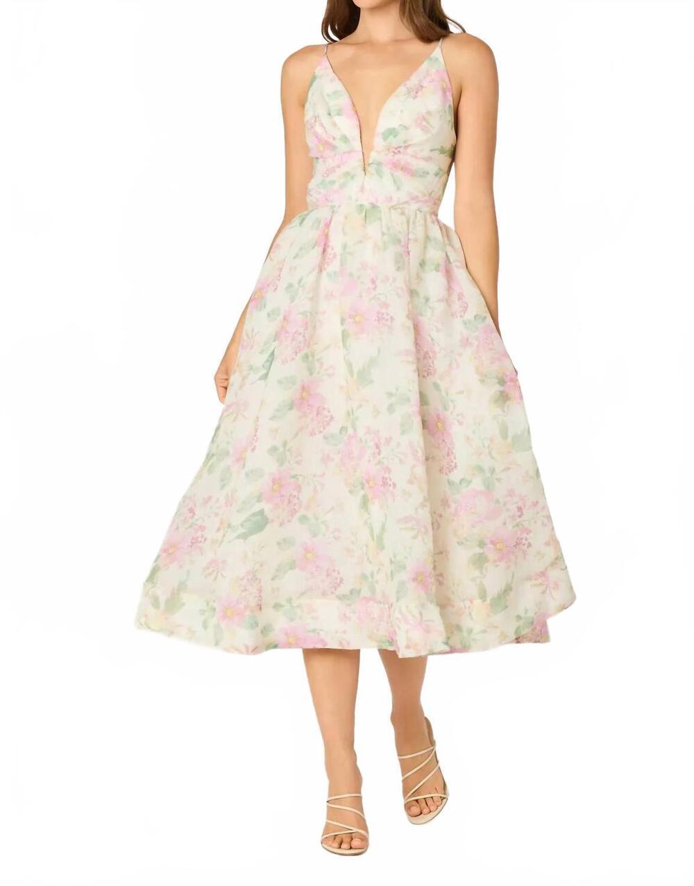 NEW ASTR janna sleeveless midi dress in beige